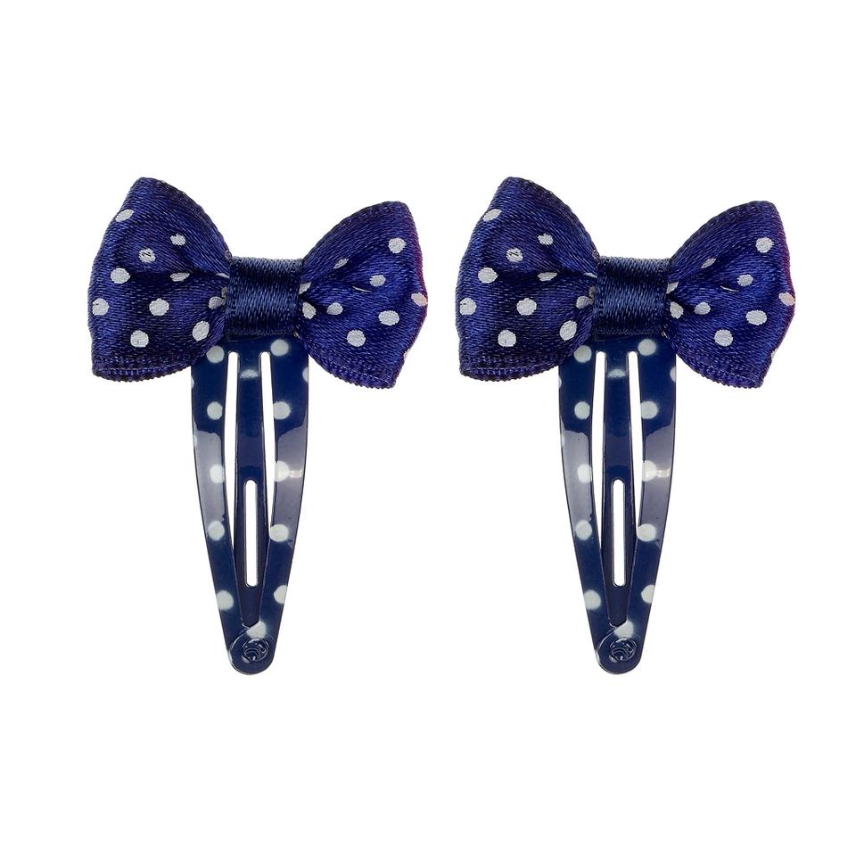 mollettine per capelli myrna blu a pois bianchi con fiocco