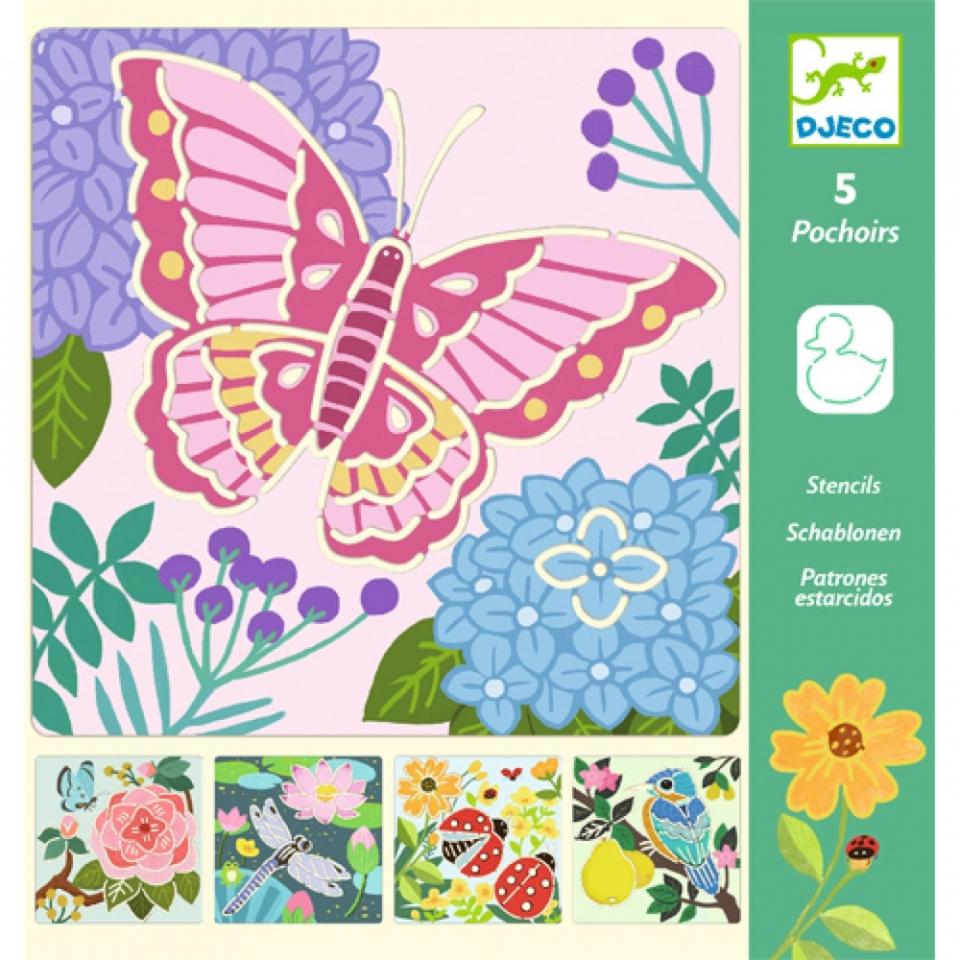 stencil - fiori e animali in giardino