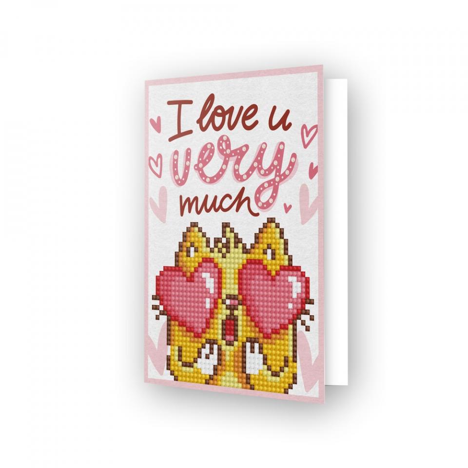 biglietto d'auguri - diamond dotz gatto con occhi a cuore