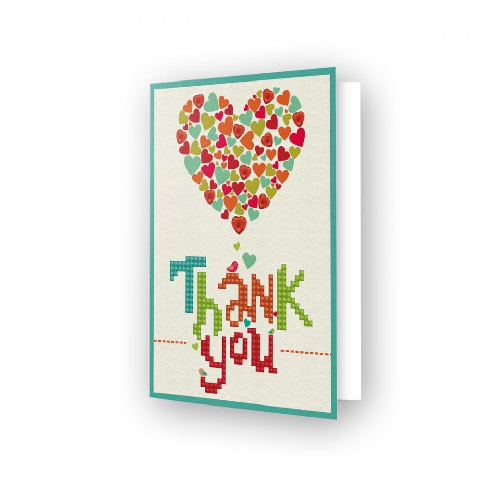biglietto d'auguri - diamond dotz cuore con scritta thank you
