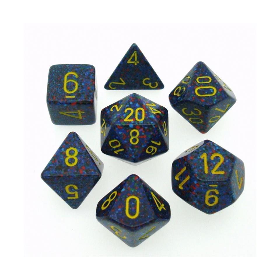 speckled twilight/giallo - set di 7 dadi poliedrici