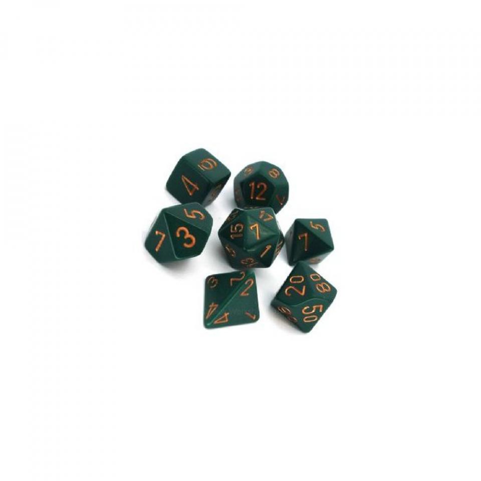 opaque verde scuro/bronzo - set di 7 dadi poliedrici