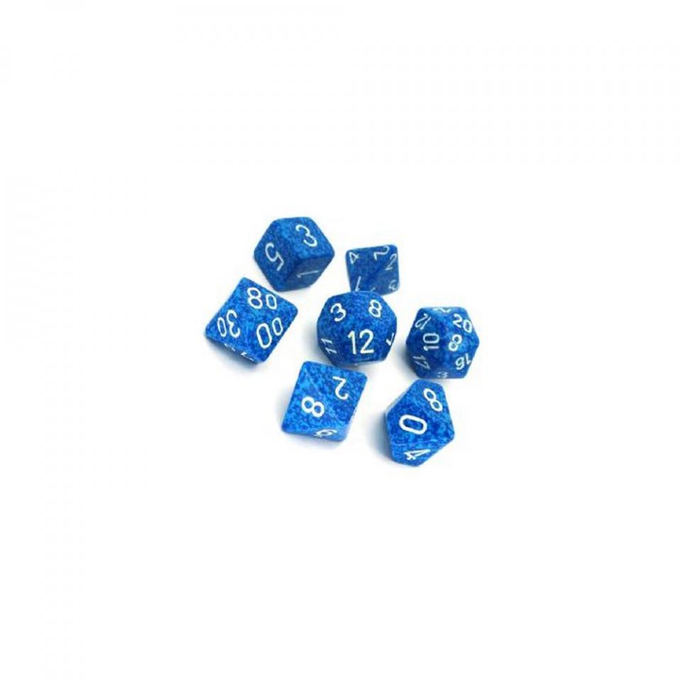 speckled aqua blu/bianco - set di 7 dadi poliedrici