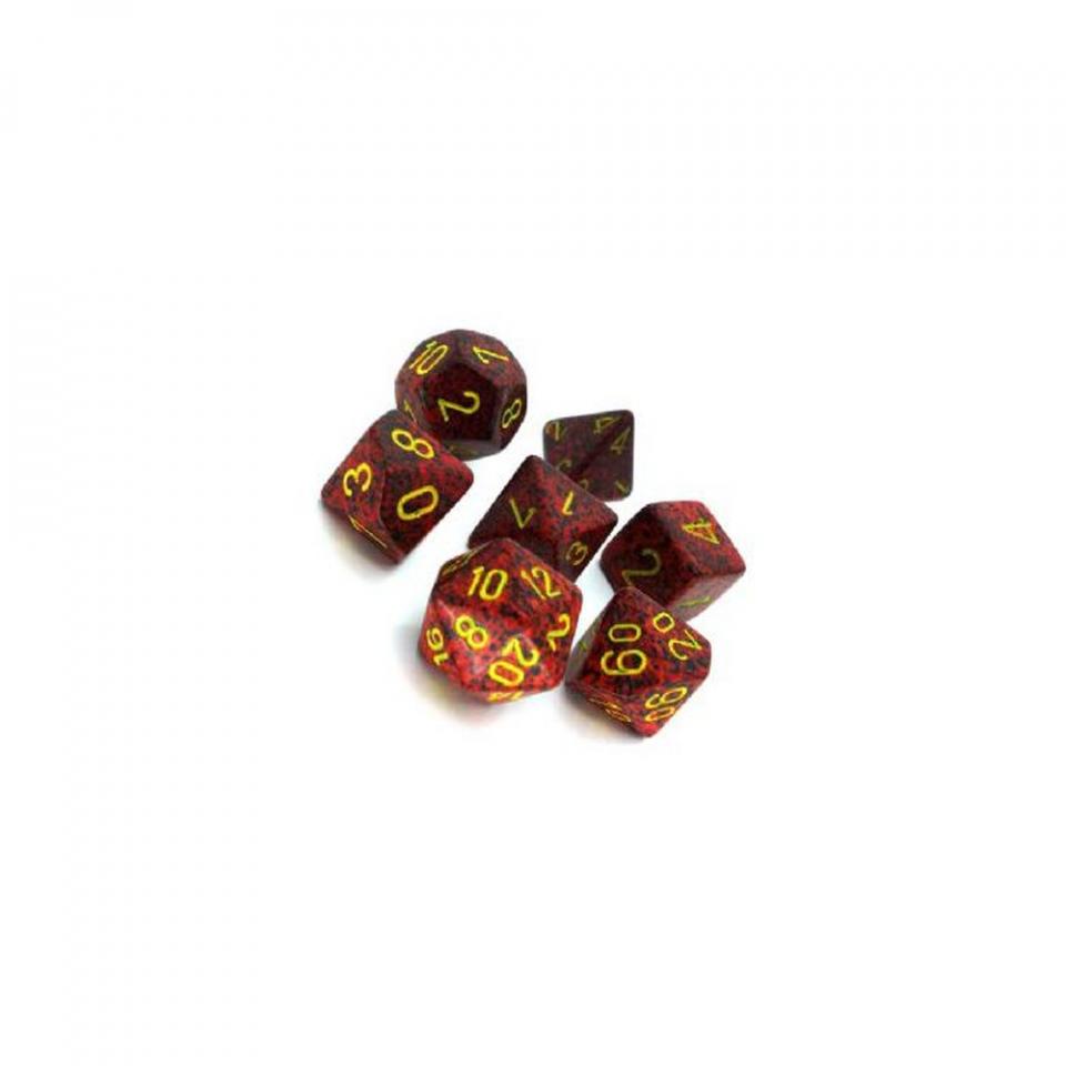 speckled mercury rosso e nero/oro - set di 7 dadi poliedrici