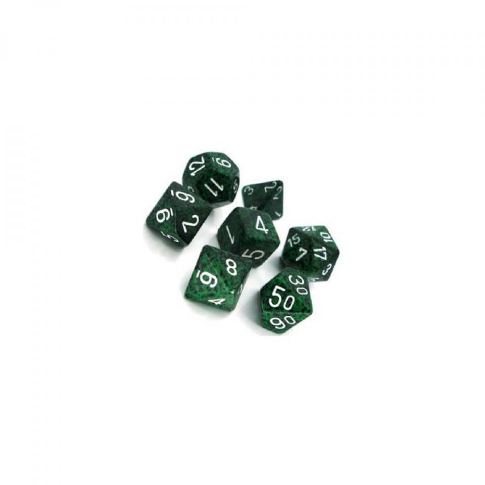 speckled recon verde scuro/bianco - set di 7 dadi poliedrici