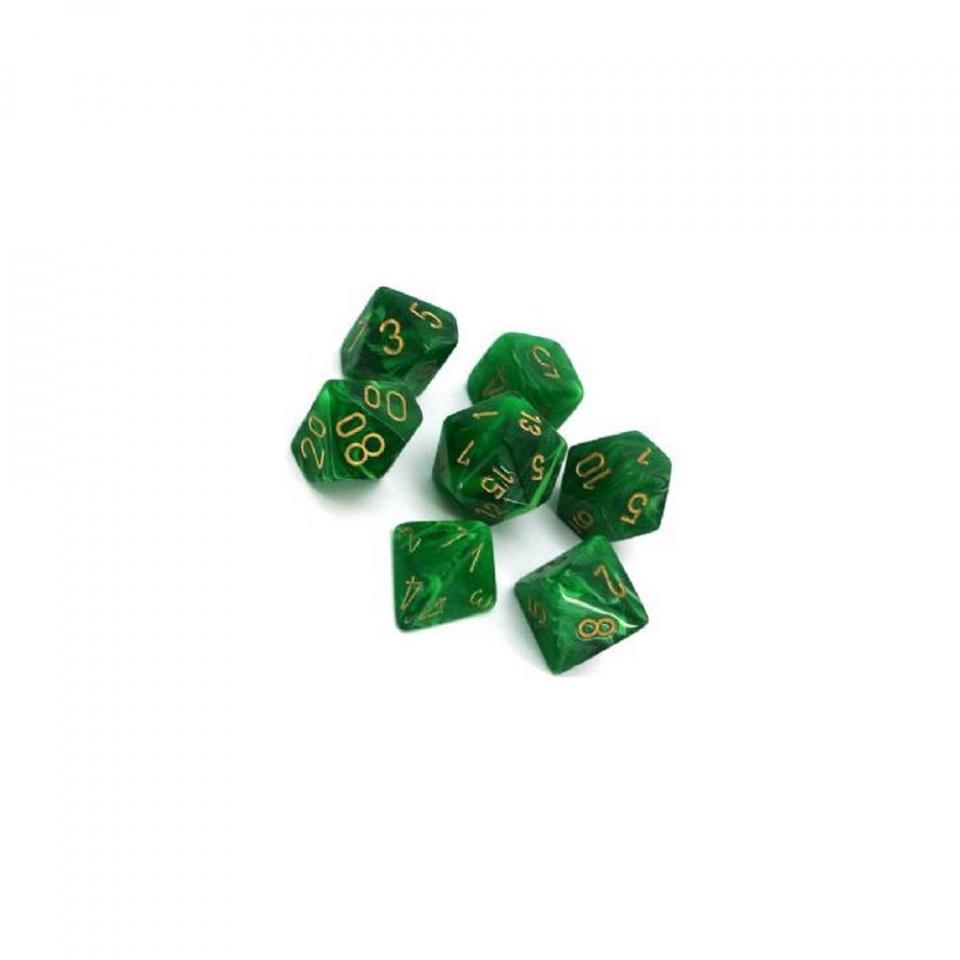 vortex verde/oro - set di 7 dadi poliedrici