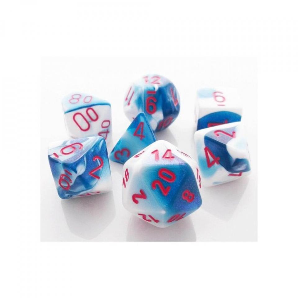 gemini blu astrale/rosso - set di 7 dadi poliedrici