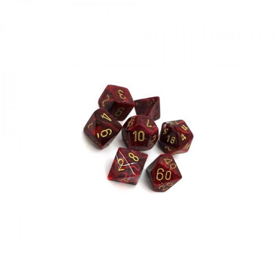 vortex rosso/oro - set di 7 dadi poliedrici